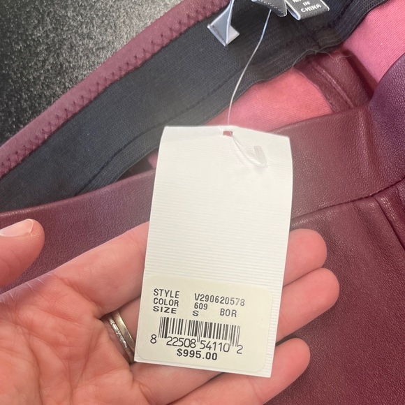 Theory - NWT Wine Colored Lamb Leather Pants Sz S - Picture 6 of 9